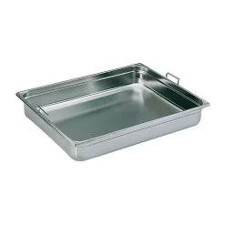 bac gastronorme plein inox - avec anses escamotables - GN 2/1 profondeur 20 cm
