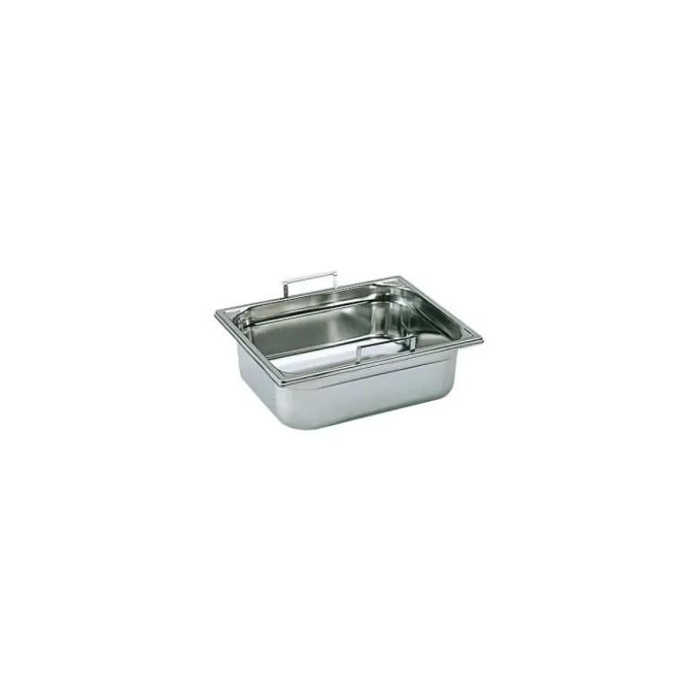 bac gastronorme plein inox - avec anses escamotables - GN 1/2 profondeur 6.5 cm