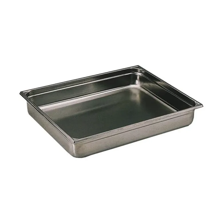 bac gastronorme plein inox - sans anse - GN 2/1 profondeur 6.5 cm