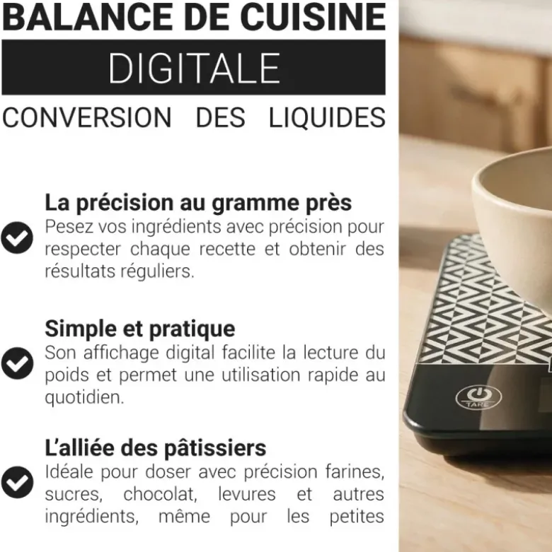 Balance de cuisine digitale conversion des liquides