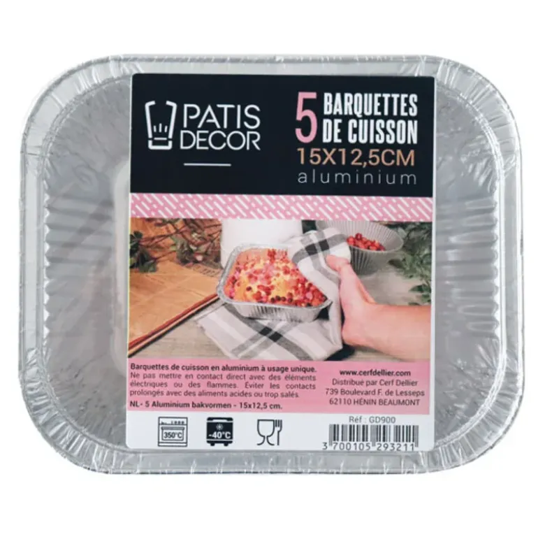 5 Barquettes de cuisson alu rectangulaires