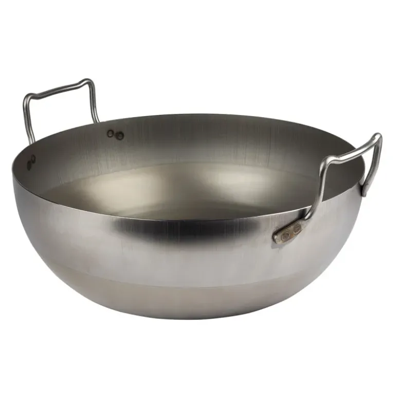 bassine à friture en tôle d'acier noire sans panier 40 cm