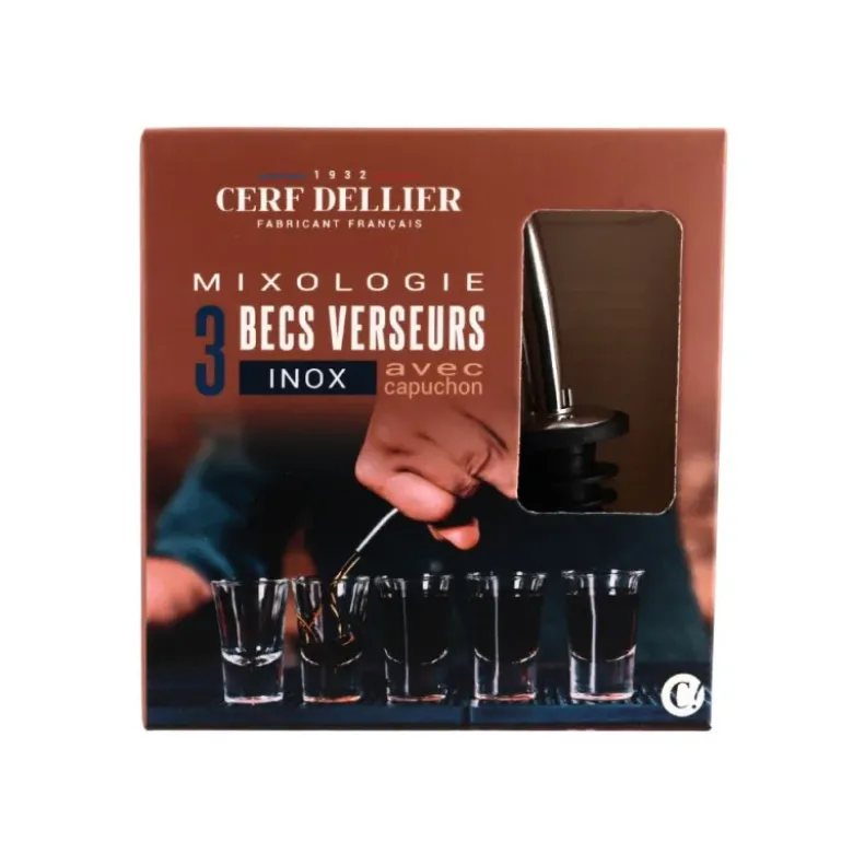 3 becs verseurs en acier inoxydable avec capuchon