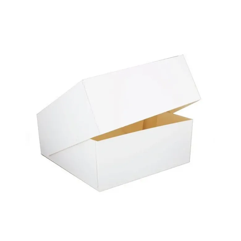 Boîte pâtissière carrée blanche - Hauteur 8 cm