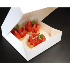 Boîte pâtissière carrée blanche - Hauteur 5 cm