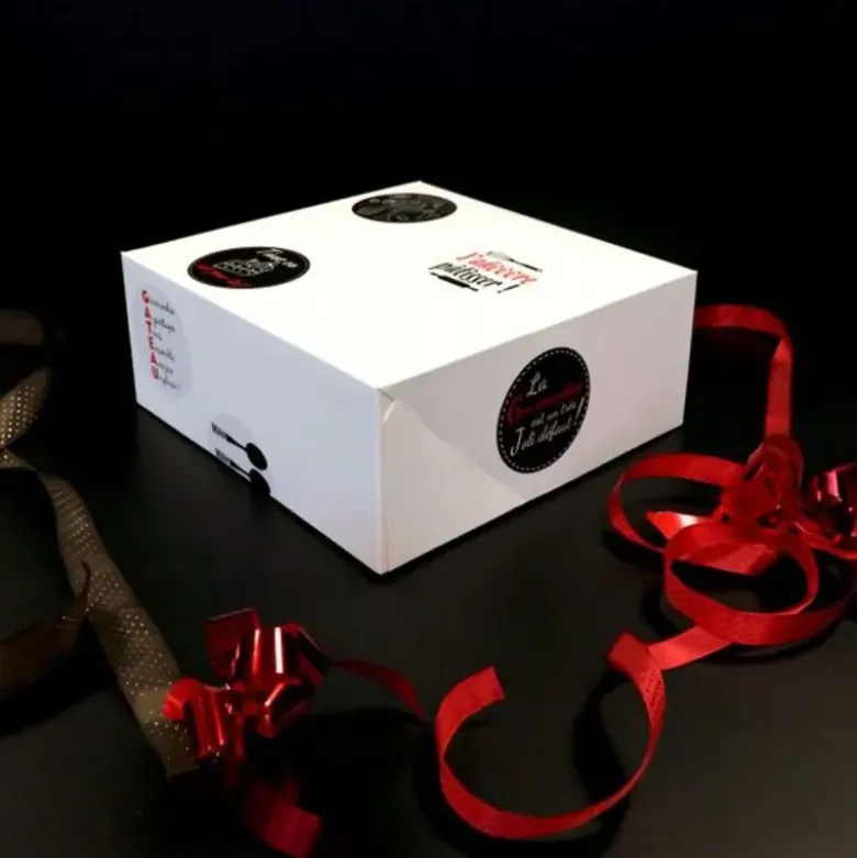 Boîte pâtissière carrée blanche à personnaliser - Hauteur 10 cm