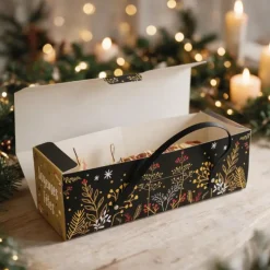 Boîtes à bûche à poignées au décor végétal (x 12)