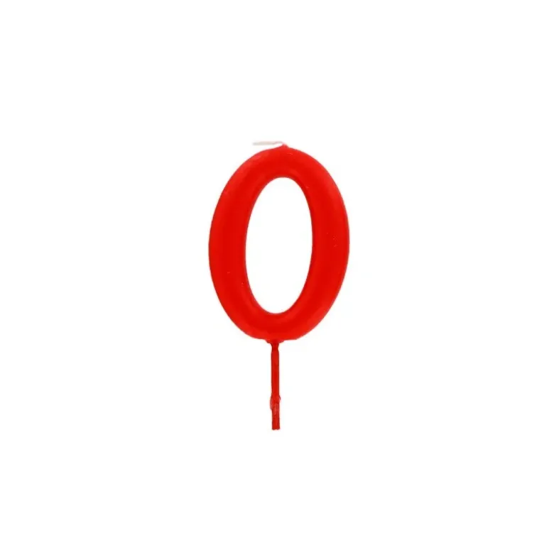 Bougie anniversaire chiffre 0 rouge
