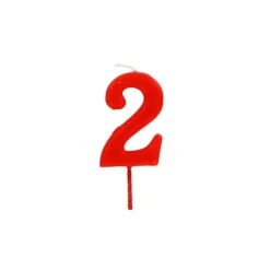 Bougie anniversaire chiffre 2 Rouge