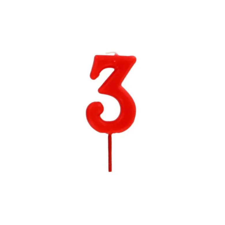 Bougie anniversaire chiffre 3 Rouge