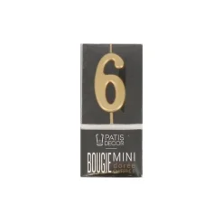Bougie anniversaire dorée chiffre 6