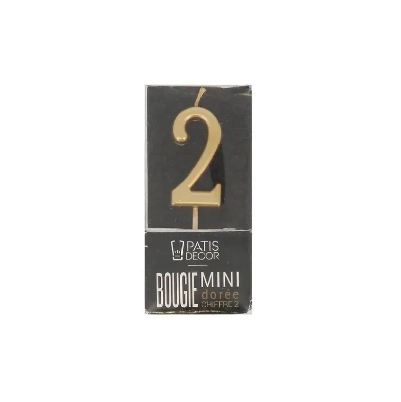 Bougie anniversaire dorée chiffre 2