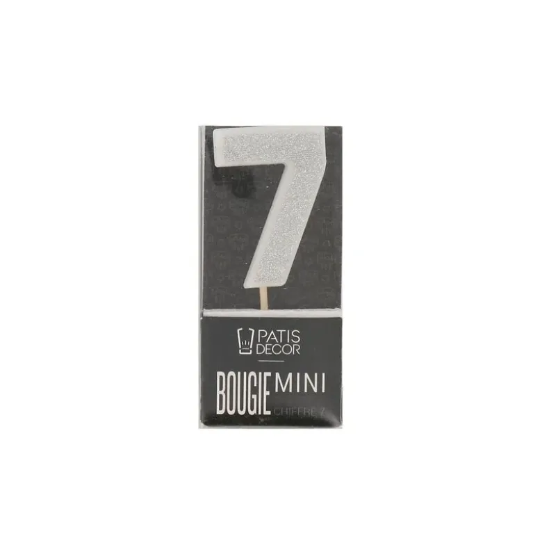 Bougie argentée pailletée chiffre 7