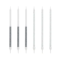 12 bougies bicolores argentées hautes 13 cm