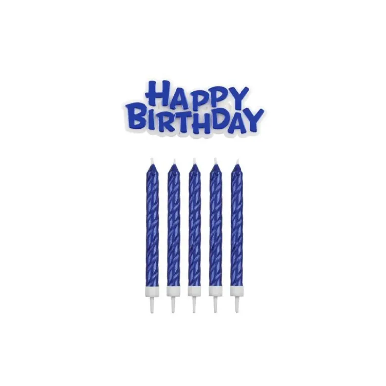 16 Bougies bleues + Happy Birthday