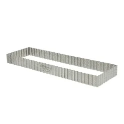 Cadre à tarte rectangulaire cannelé et perforé inox H 3 cm - 35 x 10 cm De Buyer