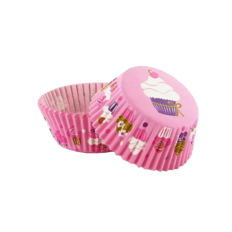 Caissettes cupcakes "Cupcakes fond rose" (x50)