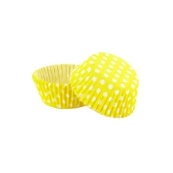 Caissettes cupcakes jaunes à pois blancs (x50)