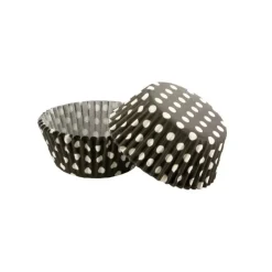 Caissettes cupcakes noires à pois blancs (x50)