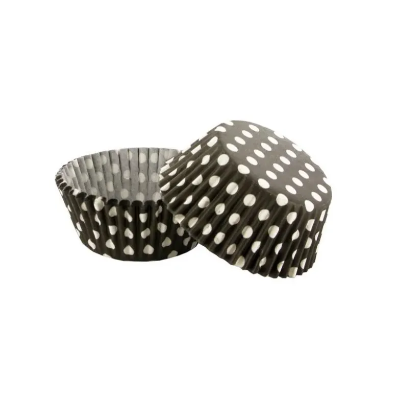 Caissettes cupcakes noires à pois blancs (x50)