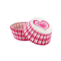 Caissettes cupcakes "Vichy cœur rose" (x50)