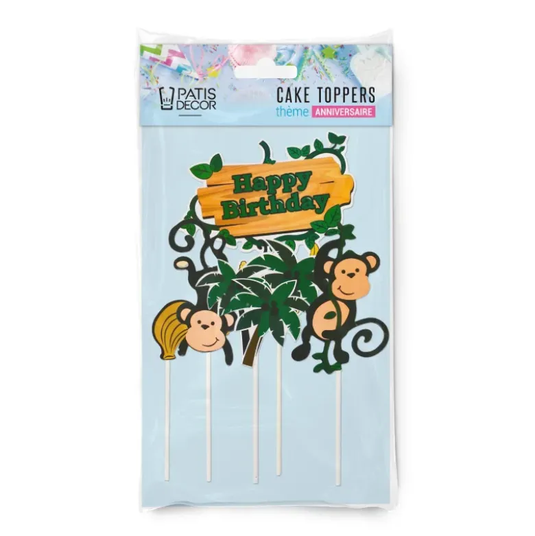 Cakes toppers Anniversaire jungle (x5)
