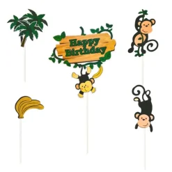 Cakes toppers Anniversaire jungle (x5)