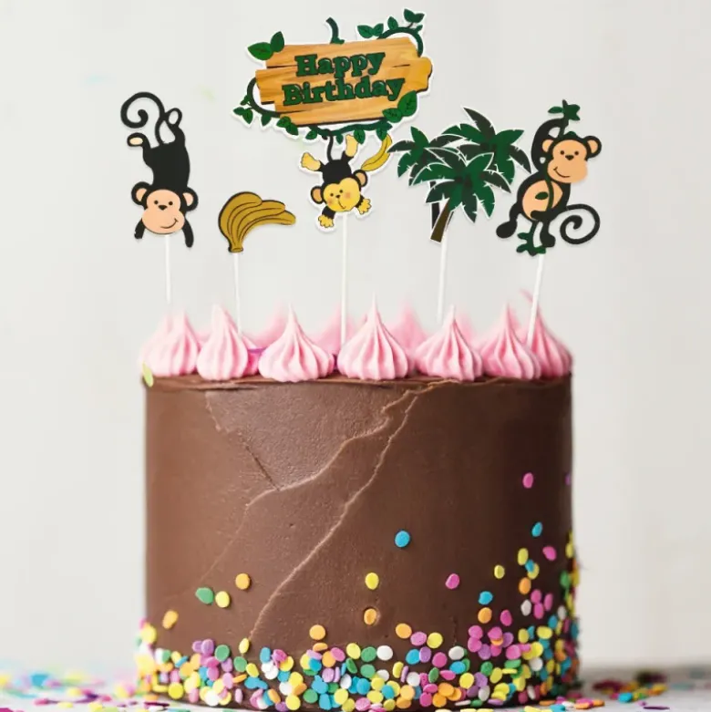Cakes toppers Anniversaire jungle (x5)