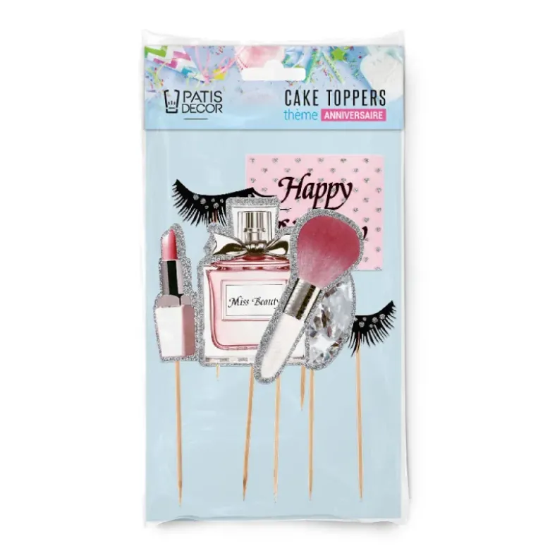 Cakes toppers Anniversaire maquillages (x7)