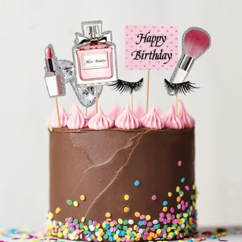 Cakes toppers Anniversaire maquillages (x7)