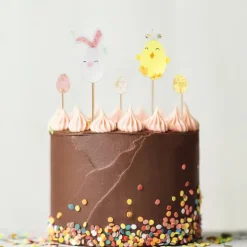 Cakes toppers lapin et poussin de Pâques (x5)