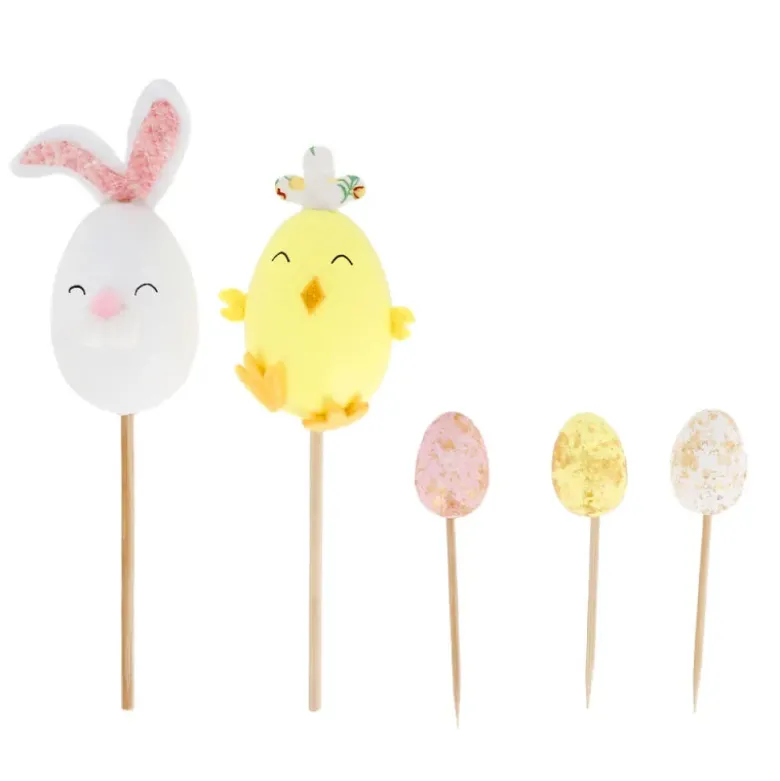 Cakes toppers lapin et poussin de Pâques (x5)