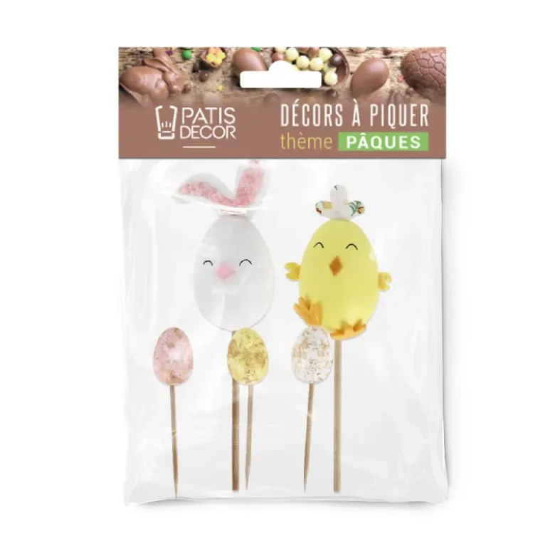 Cakes toppers lapin et poussin de Pâques (x5)