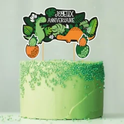 Cake topper assortis "Joyeux anniversaire" thème Dinosaures