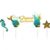 Cake topper assortis "Joyeux anniversaire" thème Sirène