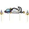 Cake topper assortis "Joyeux anniversaire" thème Galaxie
