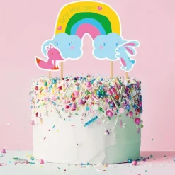 Cake topper assortis "Joyeux anniversaire" thème Arc-en-ciel
