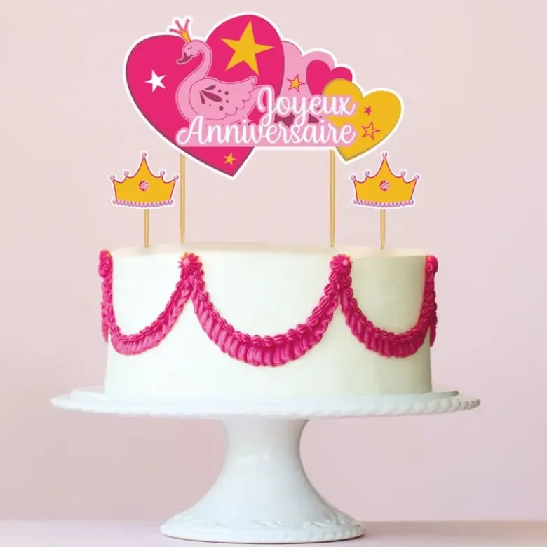 Cake topper assortis "Joyeux anniversaire" thème Princesse