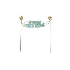 Cake topper bannière anniversaire bleu