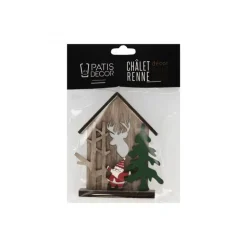 Cake topper en bois chalet de Noël
