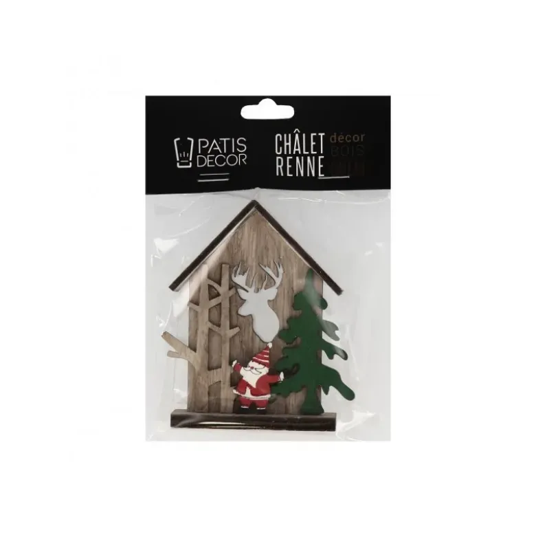 Cake topper en bois chalet de Noël
