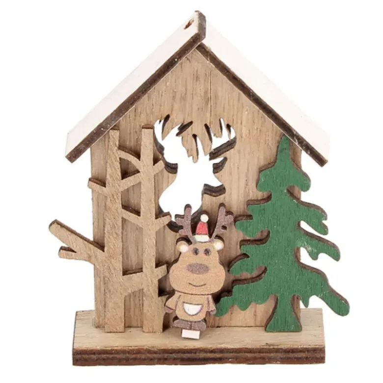 Cake topper en bois chalet de Noël Renne