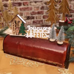 Cake topper en bois chalet de Noël Renne