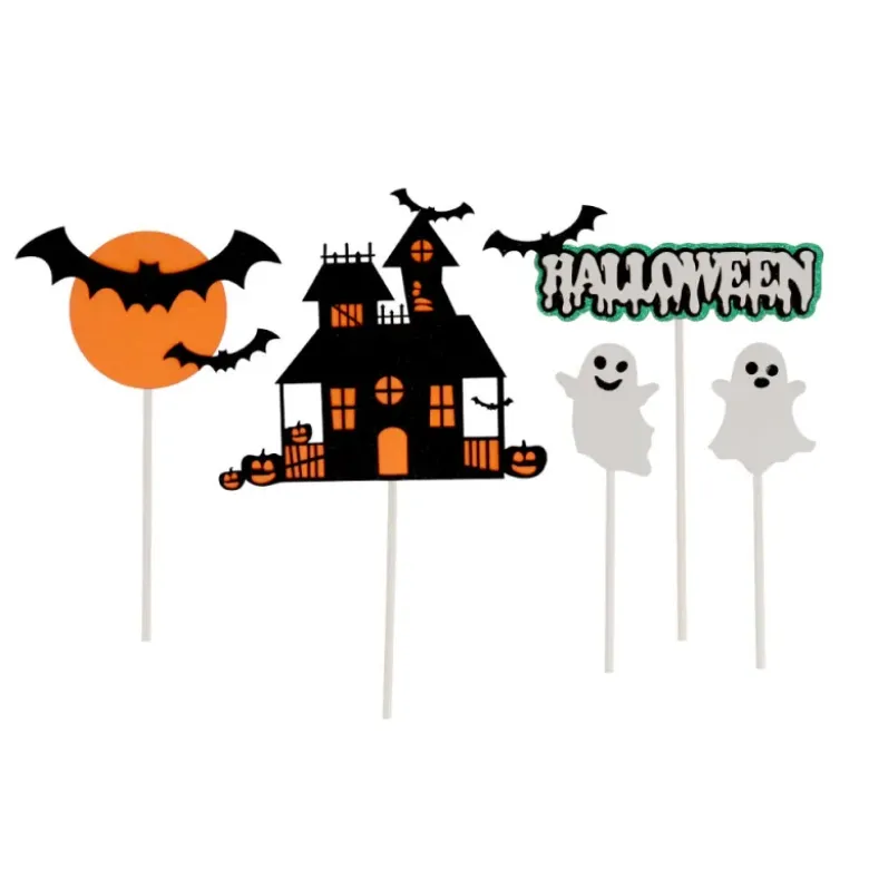 Cake toppers assortis thème Halloween (x5)