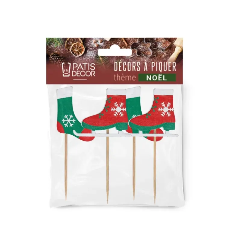 Cake toppers chaussettes et patins à glace