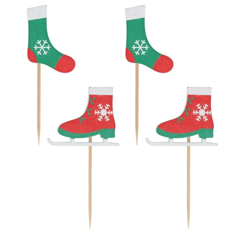 Cake toppers chaussettes et patins à glace