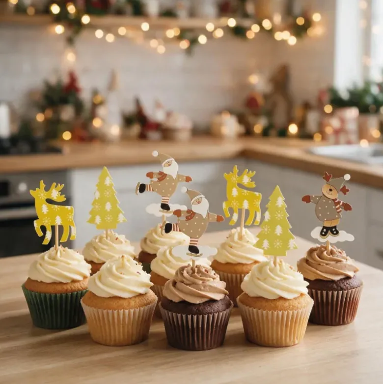 Cake toppers de Noël assortis thème 1 (x10)