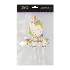 5 cake toppers licornes assorties