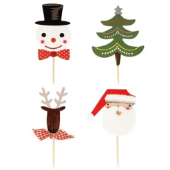 Cake Toppers Merry Christmas assortis (x8)