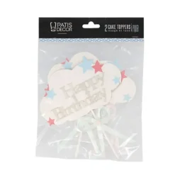 Cake Toppers nuages Happy Birthday (x 2)